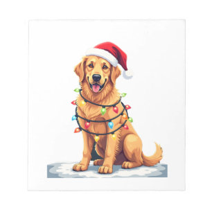 Dog Golden Retriever Santa Christmas Xmas Lights ( Notepad
