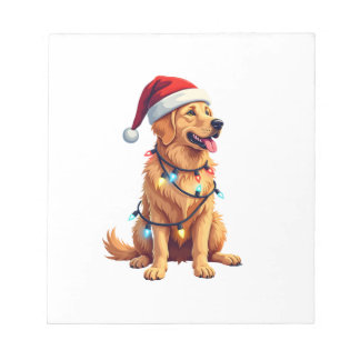 Dog Golden Retriever Santa Christmas Xmas Lights ( Notepad