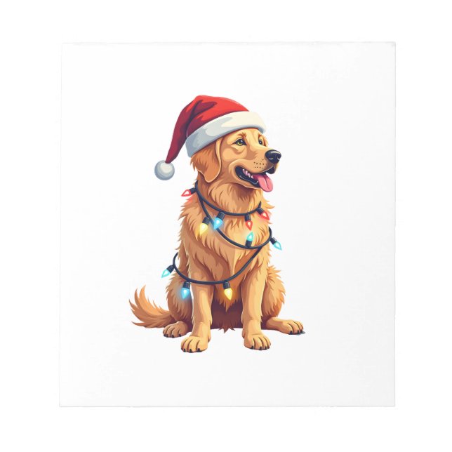 Dog Golden Retriever Santa Christmas Xmas Lights ( Notepad (Front)