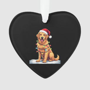 Dog Golden Retriever Santa Christmas Xmas Lights ( Ornament