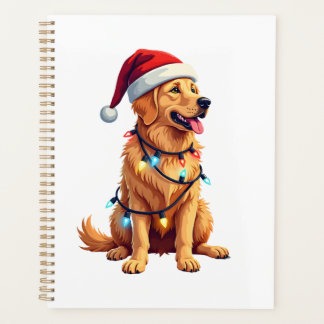 Dog Golden Retriever Santa Christmas Xmas Lights ( Planner