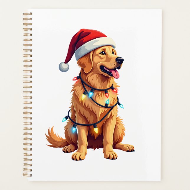 Dog Golden Retriever Santa Christmas Xmas Lights ( Planner (Front)