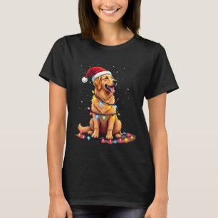 Dog Golden Retriever Santa Christmas Xmas Lights ( T-Shirt