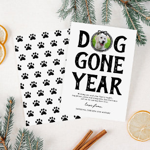 Dog Gone Year Black White Photo Christmas Holiday Card