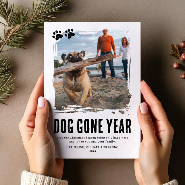 Dog Gone Year Cute Photo Christmas Holiday Card (Creator Uploaded)