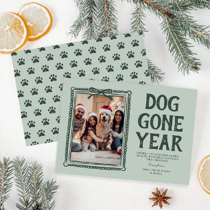 Dog Gone Year Green Photo Christmas Holiday Card