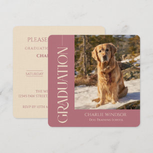Dog Graduation Invitation Cards Rose Gold