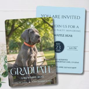 Dog Graduation Party Invite Pet Photo Baby Blue