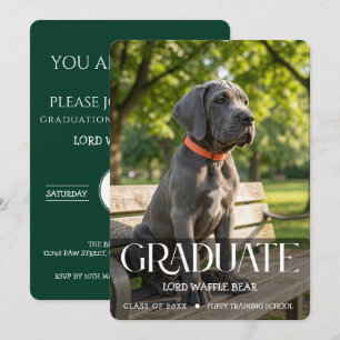 Dog Graduation Party Invite Pet Photo Emerald