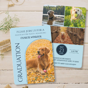 Dog Graduation Party Invite Pet Photos Baby Blue