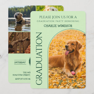 Dog Graduation Party Invite Pet Photos Baby Green
