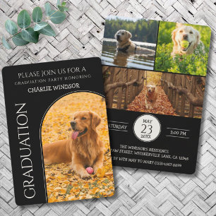 Dog Graduation Party Invite Pet Photos black
