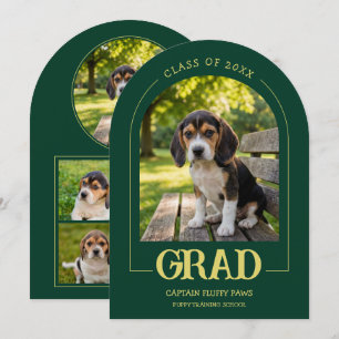 Dog Graduation Party Invite Pet Photos Emerald