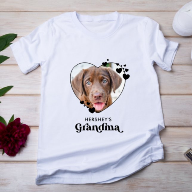 Dog GRANDMA Personalised Heart Dog Lover Pet Photo T-Shirt (Creator Uploaded)