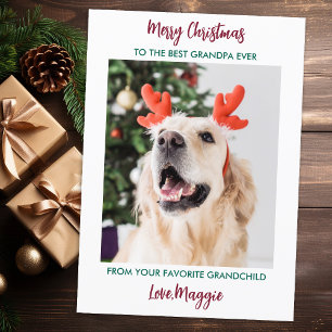 Dog Grandpa Merry Christmas Personalised Pet Photo Holiday Card