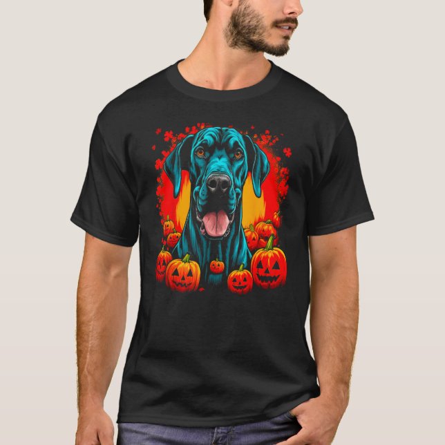 Dog Great Dane Halloween Theme T-Shirt (Front)