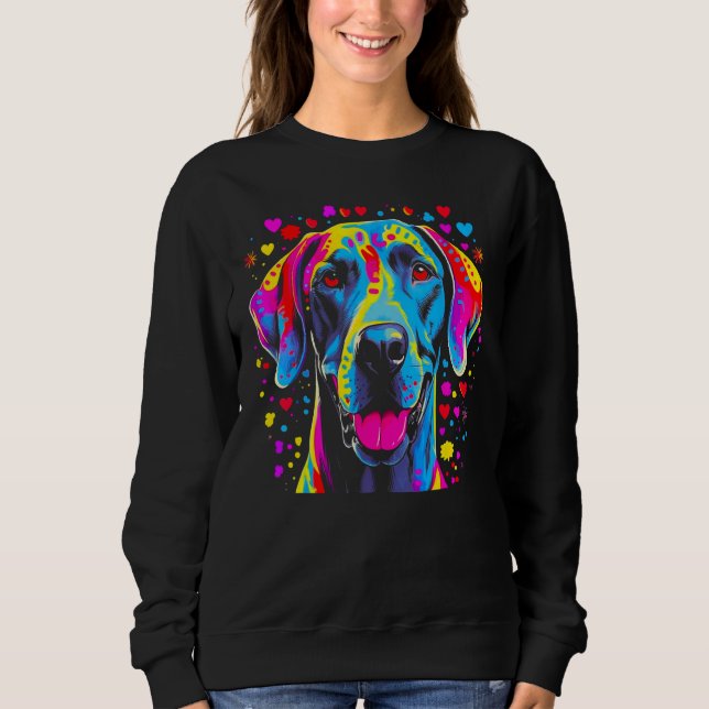Dog Great Dane Pink Blue Red Hearts Sweatshirt (Front)