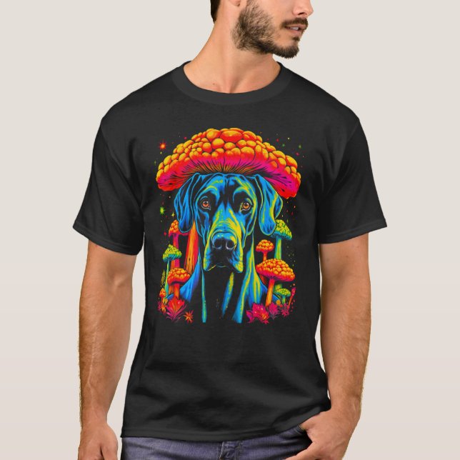 Dog Great Dane Psychedelic Mushroom T-Shirt (Front)