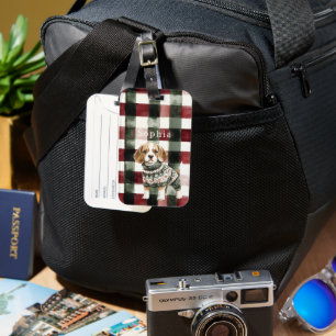Dog Green Sweater Christmas Luggage Tag