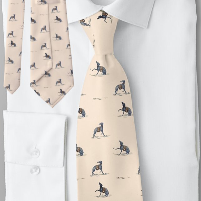 Dog Greyhound Pattern Vintage Peach Tie (Creator Uploaded)