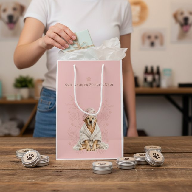 Dog Gromer Spa Cute Dog Personalized Pink Gift Bag (Creator Uploaded)
