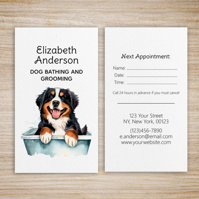 Dog Groomer Bernese Mountain Appointment Business Card (Creator Uploaded)