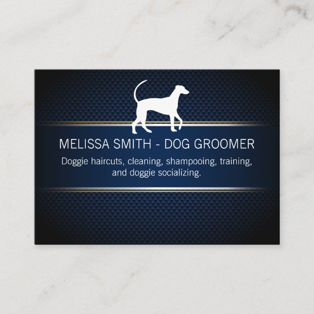 Dog Groomer | Blue Mesh Background Appointment Card (Front)