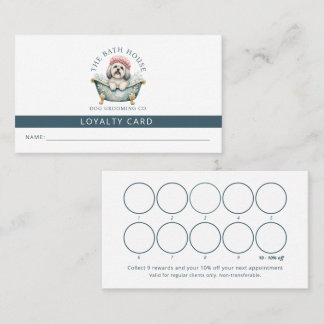 Dog Groomer Business Loyalty Card Lhasa Apso Logo