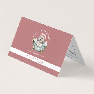 Dog Groomer Business Loyalty Card Lhasa Apso Logo