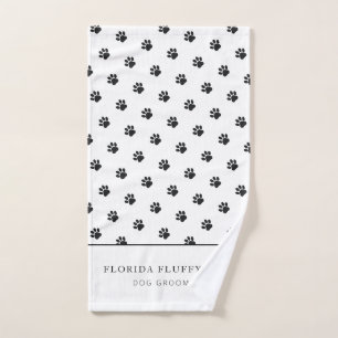 Dog Groomer Business Paw Print Pattern Hand Towel
