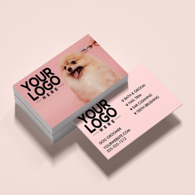Dog Groomer | Custom Photo Add Your Logo  Business Card (Creator Uploaded)