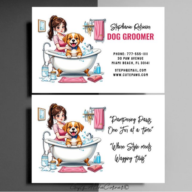 Dog Groomer Cute Puppy Business Card (Creator Uploaded)