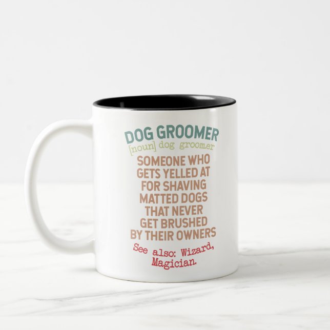 Dog Groomer Definition Two-Tone Coffee Mug (Left)