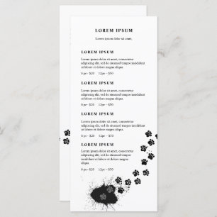 Dog groomer dirty paws steps price list menu