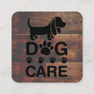 Dog Groomer Dog Care Paws Wood Square Business Card