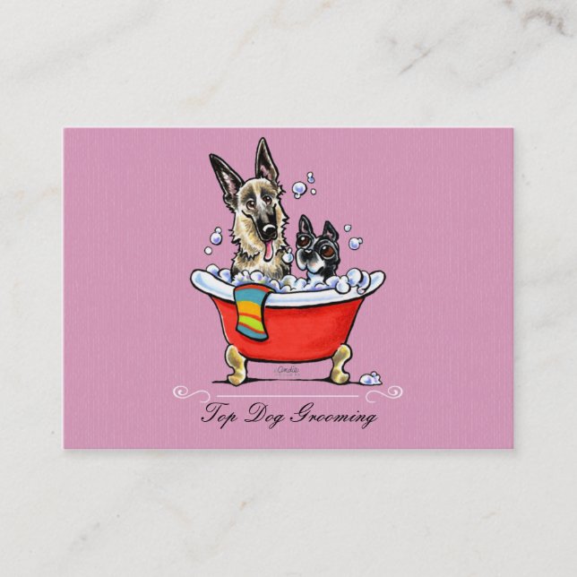 Dog Groomer Fancy Claw Foot Tub Lavender Business Card (Front)