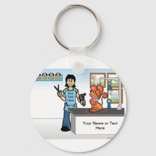Dog Groomer - Female Cartoon Key Ring
