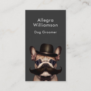 Dog Groomer Fun French Bulldog QR Code Business Card