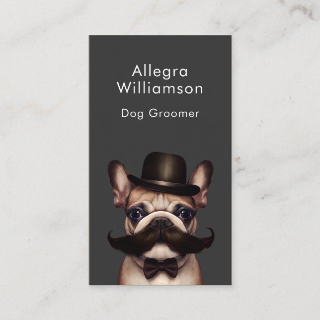 Dog Groomer Funny French Bulldog  Business Card (Front)
