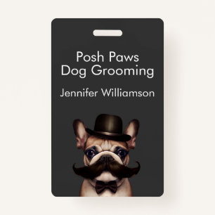 Dog Groomer Funny QR Code Grey ID Badge
