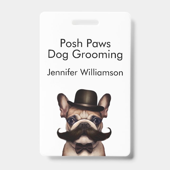 Dog Groomer Funny QR Code  ID Badge (Front)
