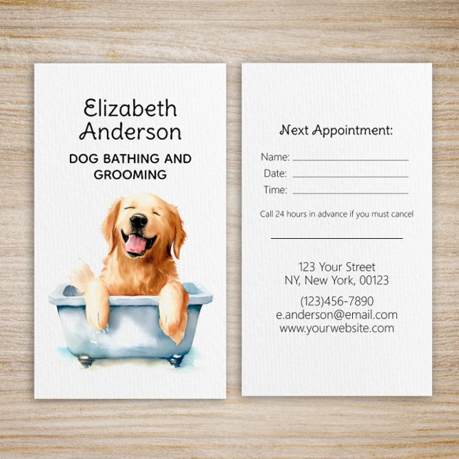 Dog Groomer Golden Retriever Appointment Business Card (Creator Uploaded)