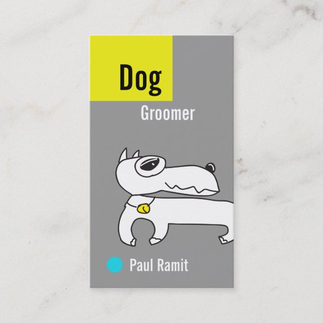 Dog Groomer Grey Business Card (Front)
