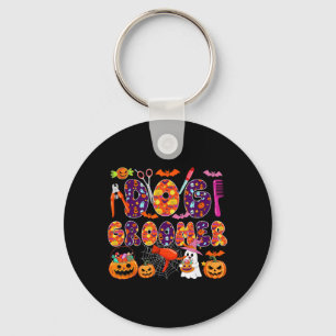 Dog Groomer Halloween Boo Carved Pumpkins Funny Key Ring