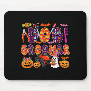 Dog Groomer Halloween Boo Carved Pumpkins Funny Mouse Pad
