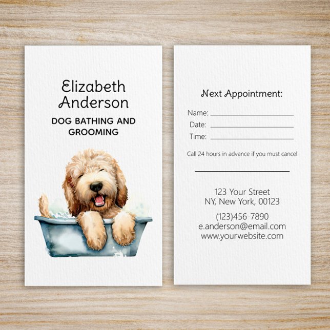 Dog Groomer Labradoodle Appointment Business Card (Creator Uploaded)