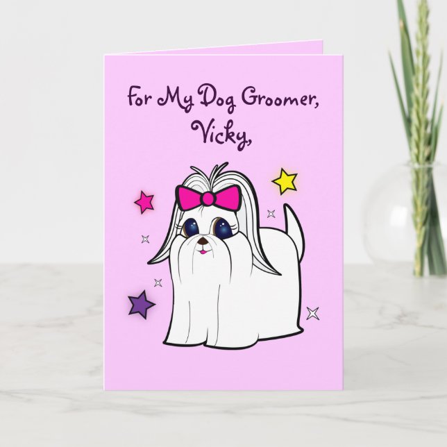 Dog Groomer Name Customisable Thank You Card (Front)