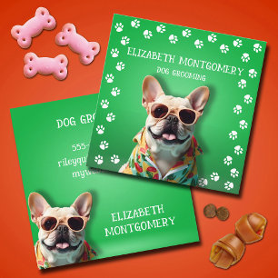 Dog Groomer Paw Prints Square Business Card