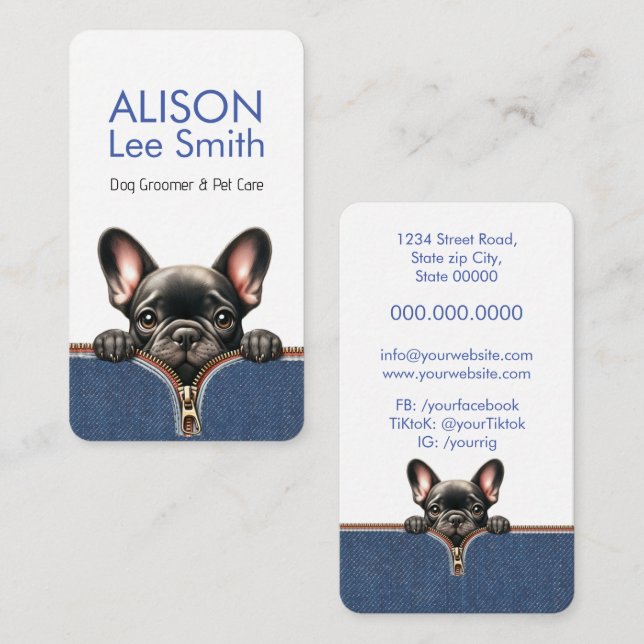 Dog Groomer & Pet Care Business Card (Front/Back)