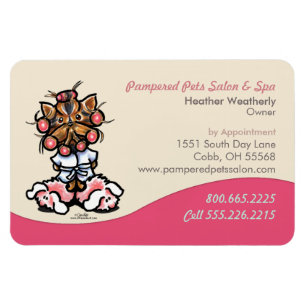 Dog Groomer Pet Spa Business Pink Yorkie Magnet